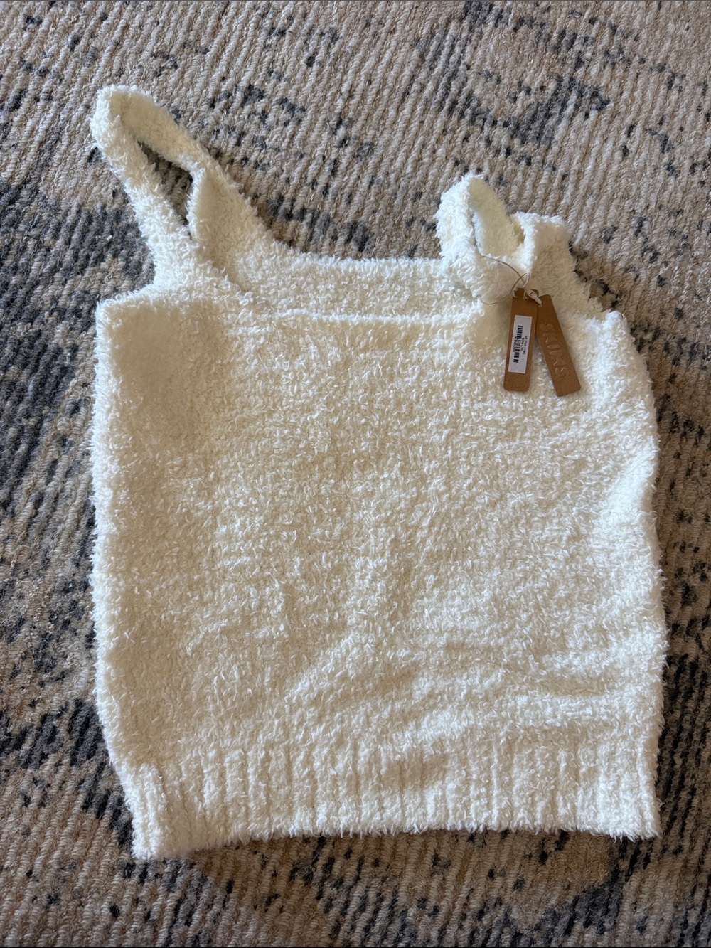 SKIMS Cream Fuzzy Tank Sweater